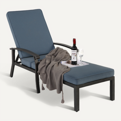 Chaise Longue 204 Cm Avec Structure En Aluminium Et Coussin Bleu Chaise Longue 204 Cm Avec Structure En Aluminium Et Coussin Bleu
