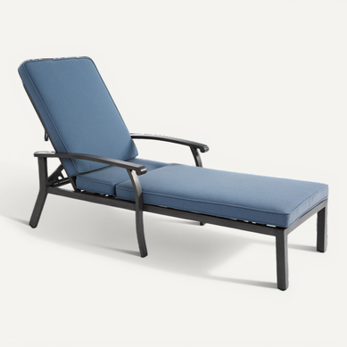 Chaise Longue 204 Cm Avec Dossier Réglable 5 Positions Et Coussin Bleu Chaise Longue 204 Cm Avec Dossier Réglable 5 Positions Et Coussin Bleu