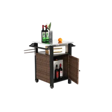 Chariot De Bar 29,92'' Avec Structure En Acier Coloris Marron Chariot De Bar 29,92'' Avec Structure En Acier Coloris Marron