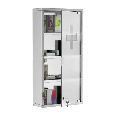 Armoire à Pharmacie Argentée En Acier Inoxydable 30 X 12 X 60 Cm Salle De Bain