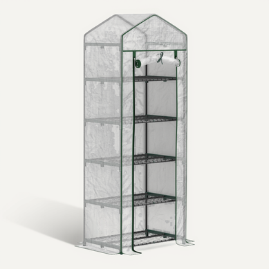 Serre 69x49x193 Cm Avec Structure En Acier Et Housse Transparente Blanche