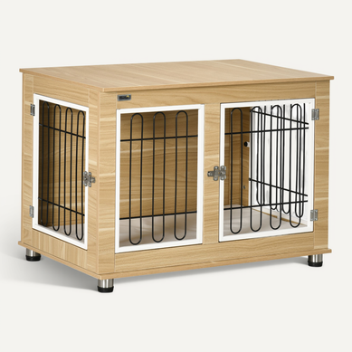 Cage Pour Chien Chêne 90 X 58 X 65 Cm Avec Double Portes Pour Intérieur Cage Pour Chien Chêne 90 X 58 X 65 Cm Avec Double Portes Pour Intérieur