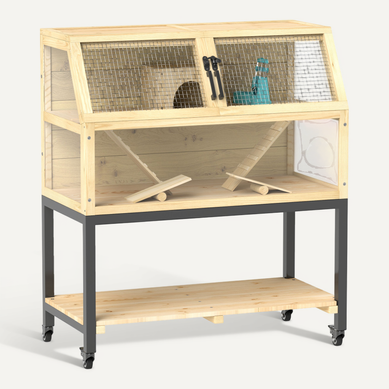Cage Rongeurs Bois Coloris Bois Naturel 87 X 43 X 101 Cm Avec Roulettes Pour Intérieur Cage Rongeurs Bois Coloris Bois Naturel 87 X 43 X 101 Cm Avec Roulettes Pour Intérieur