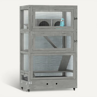 Cage Pour Rongeurs Grise 65 X 45 X 109 Cm à 4 Niveaux Avec Roulettes Cage Pour Rongeurs Grise 65 X 45 X 109 Cm à 4 Niveaux Avec Roulettes