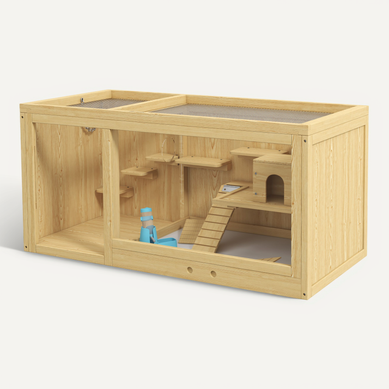 Cage Pour Hamster Bois Naturel à Deux Espaces Pour Petits Rongeurs Cage Pour Hamster Bois Naturel à Deux Espaces Pour Petits Rongeurs
