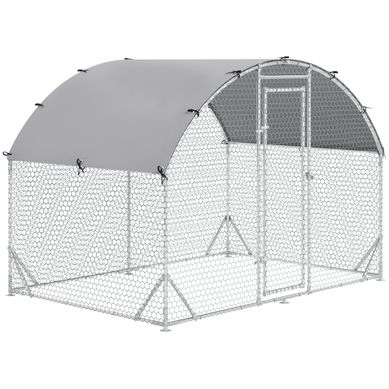 Enclos Poulailler Argenté En Acier 280 X 190 X 197 Cm Pour Extérieur Enclos Poulailler Argenté En Acier 280 X 190 X 197 Cm Pour Extérieur
