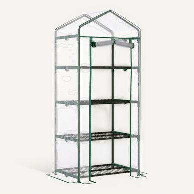Mini-serre 70x50x160 Cm Avec Structure En Acier Et 4 étagères