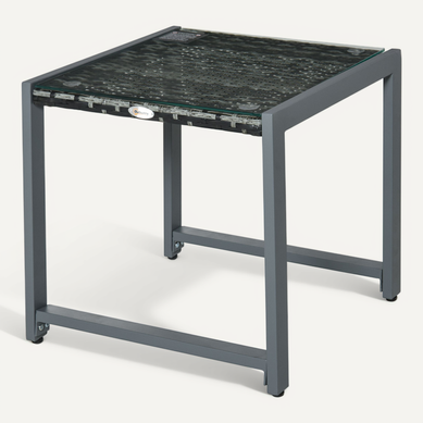 Table D’appoint De Jardin 50 Cm Avec Plateau En Rotin Et Verre Trempé Gris Table D’appoint De Jardin 50 Cm Avec Plateau En Rotin Et Verre Trempé Gris