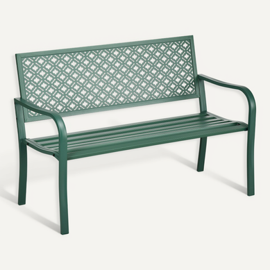 Banc De Jardin 127 Cm Avec Structure En Acier Vert Foncé