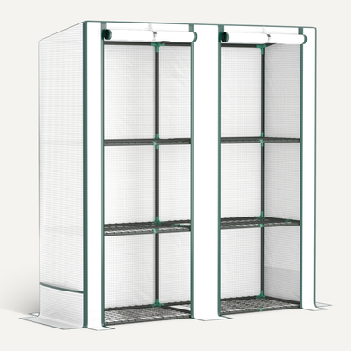 Serre De Jardin 144 X 48 Cm Avec étagères à 3 Niveaux Et Cadre En Acier Blanc