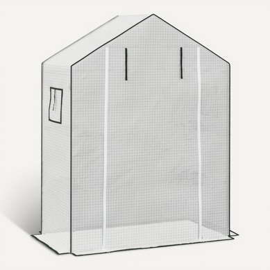 Housse De Serre 140 X 73 X 190 Cm Avec Porte Zippée Et Fenêtres Moustiquaires Blanche