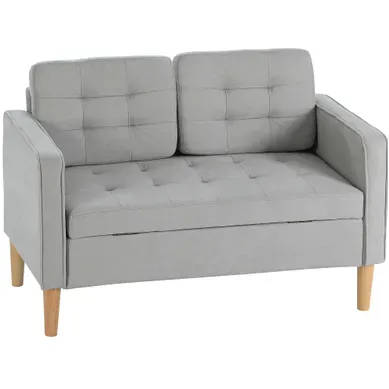 Canapé 2 Places Avec Coffre De Rangement 117 X 62 X 78 Cm, Gris Clair, Pour Salon Et Bureau Canapé 2 Places Avec Coffre De Rangement 117 X 62 X 78 Cm, Gris Clair, Pour Salon Et Bureau