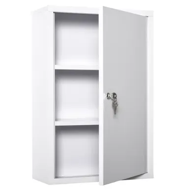 Armoire à Pharmacie Blanche En Acier 40 X 18 X 60 Cm à Fixation Murale