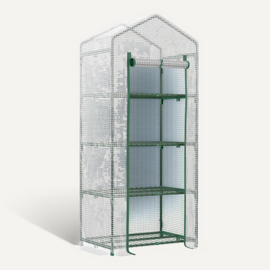 Mini Serre 70x50x160 Cm Avec étagère 4 Niveaux, Structure Acier, Blanche
