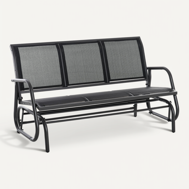 Banc De Jardin 3 Places 147x75x85 Cm En Métal Avec Fonction Balancelle Noir