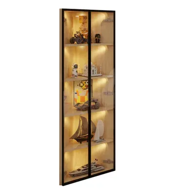 Vitrine D’angle 62x35x160 Cm Avec éclairage LED Intégré, Finition Chêne Vitrine D’angle 62x35x160 Cm Avec éclairage LED Intégré, Finition Chêne