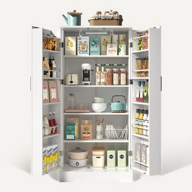 Meuble De Rangement Cuisine 60x35x128 Cm En Mdf Avec éclairage LED à Capteur Blanc Meuble De Rangement Cuisine 60x35x128 Cm En Mdf Avec éclairage LED à Capteur Blanc
