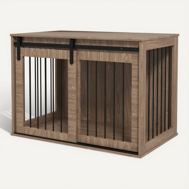 Cage Pour Chien Noyer 98 X 58 X 61 Cm Avec Porte Coulissante Pour Intérieur Cage Pour Chien Noyer 98 X 58 X 61 Cm Avec Porte Coulissante Pour Intérieur