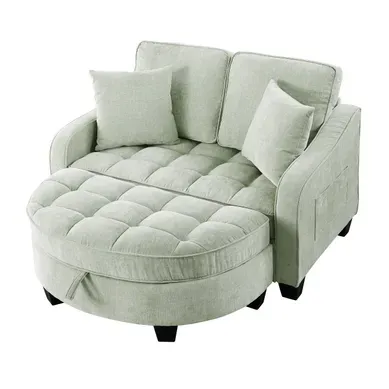 Canapé-lit Cyan 132 X 129 X 93 Cm Avec Pouf De Rangement Canapé-lit Cyan 132 X 129 X 93 Cm Avec Pouf De Rangement