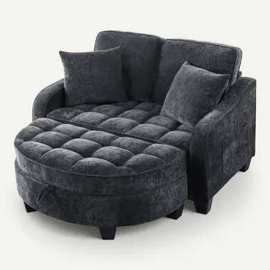 Canapé Convertible Noir 132x129x93cm–Canapé lit compact gain de place avec rangement,petit espace Canapé Convertible Noir 132x129x93cm–Canapé lit compact gain de place avec rangement,petit espace