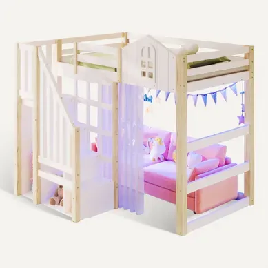 Lit Mezzanine 90x200 Cm Avec échelle De Rangement Blanc Et Naturel Lit Mezzanine 90x200 Cm Avec échelle De Rangement Blanc Et Naturel