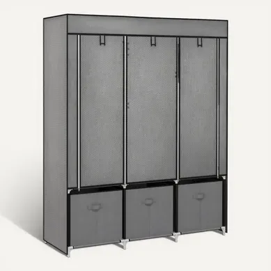 Armoire Textile 125x43x162,5 Cm En Tissu Non Tissé Gris Foncé, Cadre Acier Thermolaqué Robuste Armoire Textile 125x43x162,5 Cm En Tissu Non Tissé Gris Foncé, Cadre Acier Thermolaqué Robuste