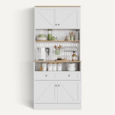 buffet de cuisine 80 X 40 X 175 Cm Avec Panneau Perforé Et Portes Style Grange Blanc buffet de cuisine 80 X 40 X 175 Cm Avec Panneau Perforé Et Portes Style Grange Blanc