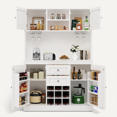 Buffet De Cuisine 120 X 40 X 188 Cm Avec étagères Réglables, Blanc Buffet De Cuisine 120 X 40 X 188 Cm Avec étagères Réglables, Blanc