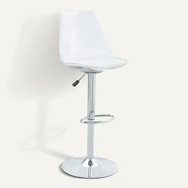 Lot De 2 Tabourets De Bar Argentés Et Transparents Réglables Pivotants Pour Cuisine