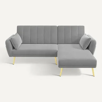 Canapé D'angle Convertible Gris 191,5 X 130,5 Cm Pour Salon Canapé D'angle Convertible Gris 191,5 X 130,5 Cm Pour Salon