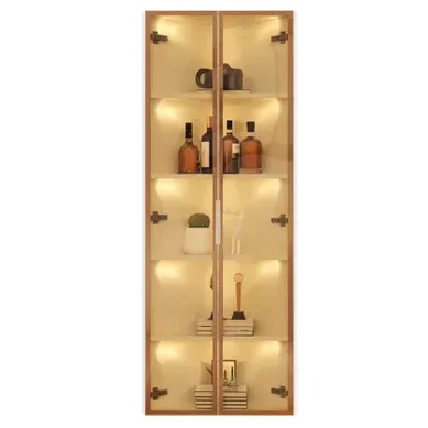 Vitrine D’angle 62 X 35 X 160 Cm Avec éclairage LED Intégré, Blanche Vitrine D’angle 62 X 35 X 160 Cm Avec éclairage LED Intégré, Blanche