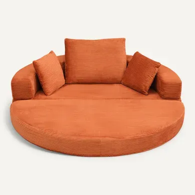 Canapé convertible 173x176 cm orange,lit pliable,sofa modulable en velours côtelé,compressée