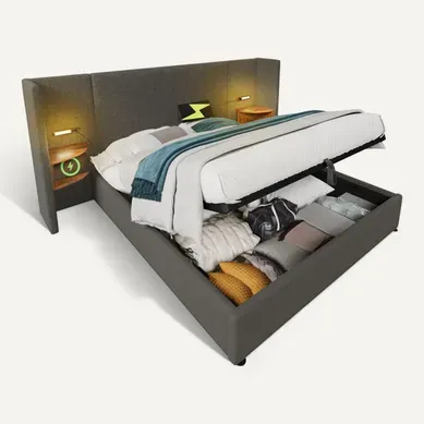 Lit Coffre 180x200 Cm Avec Tête De Lit Multifonctionnelle Et Rangement Intégré Lit Coffre 180x200 Cm Avec Tête De Lit Multifonctionnelle Et Rangement Intégré