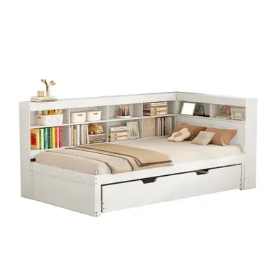 Canapé-lit 90x200 Cm Avec Lit Gigogne 90x190 Cm Blanc Canapé-lit 90x200 Cm Avec Lit Gigogne 90x190 Cm Blanc