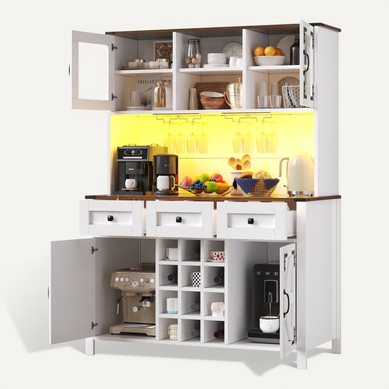 Haut Buffet 120x40x170 Cm Avec Prises Et USB Style Maison De Campagne Blanc Haut Buffet 120x40x170 Cm Avec Prises Et USB Style Maison De Campagne Blanc