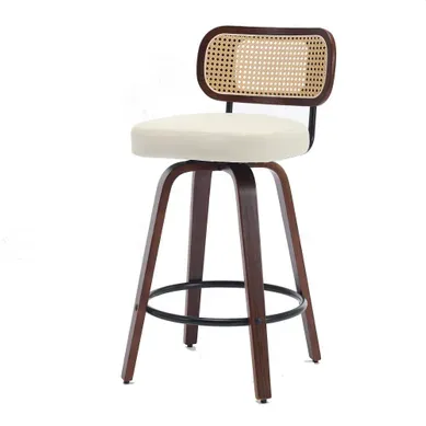 Lot De 2 Tabourets De Comptoir Noyer Et Beige Pivotants Pour Îlot Lot De 2 Tabourets De Comptoir Noyer Et Beige Pivotants Pour Îlot
