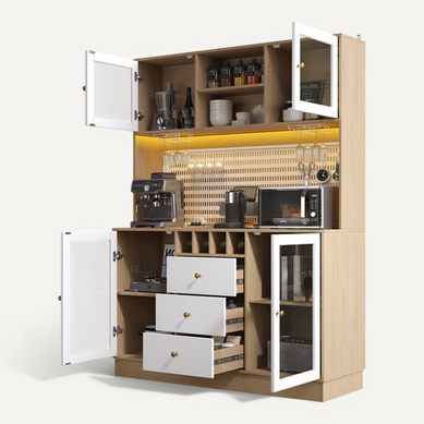 Buffet Haut Blanc 140 X 40 X 185,7 Cm Avec LED Buffet Haut Blanc 140 X 40 X 185,7 Cm Avec LED