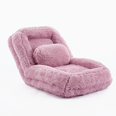 Canapé Convertible 1 Place Dossier Réglable 5 Positions 102x89x88/175x89x42 Cm Rose