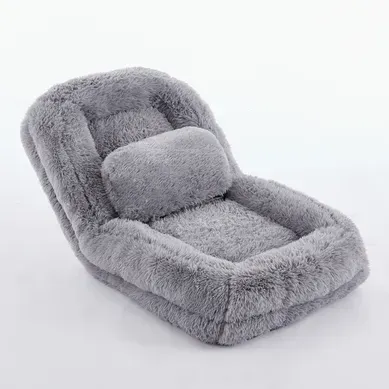 Canapé Convertible 1 Place Dossier Réglable 5 Positions 102x89x88/175x89x42 Cm Gris Clair