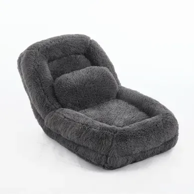 Canapé Convertible Pliable 1 Place 102x89x88 Cm Dossier 5 Positions Couchage 175 Cm Gris Foncé