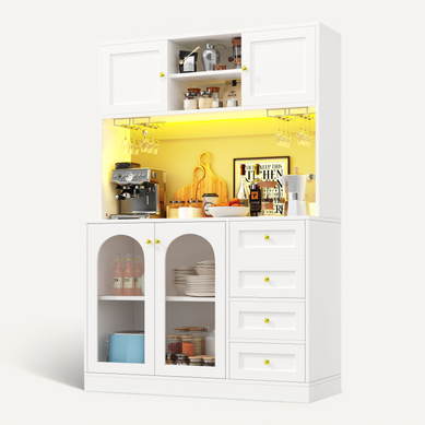 Buffet 120 Cm Avec Structure En Mdf Et éclairage LED, Blanc Buffet 120 Cm Avec Structure En Mdf Et éclairage LED, Blanc