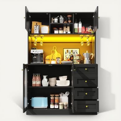 Buffet 120 Cm Avec Structure En Mdf Et éclairage LED Noir Buffet 120 Cm Avec Structure En Mdf Et éclairage LED Noir