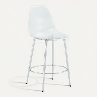 Lot De 2 Tabourets De Bar Transparents Et Argentés, Assise 66 Cm
