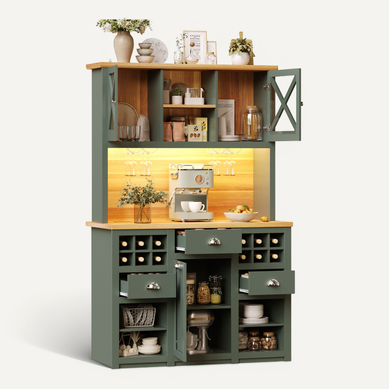 Buffet De Cuisine Vert Antique 120 X 45 X 188 Cm Avec Rangement Buffet De Cuisine Vert Antique 120 X 45 X 188 Cm Avec Rangement