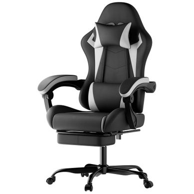 Chaise Gaming Ergonomique Réglable Dossier Inclinable 90-135° Appui-tête Repose-pieds Noir Blanc Chaise Gaming Ergonomique Réglable Dossier Inclinable 90-135° Appui-tête Repose-pieds Noir Blanc