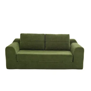 Canapé de Sol Convertible 2-en-1 Vert Army en Velours – Assise et Couchage Sans Montage Canapé de Sol Convertible 2-en-1 Vert Army en Velours – Assise et Couchage Sans Montage