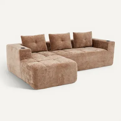 Canapé Compressé Chenille Marron Clair 258 Cm 4 à 5 Places Pour Salon Canapé Compressé Chenille Marron Clair 258 Cm 4 à 5 Places Pour Salon