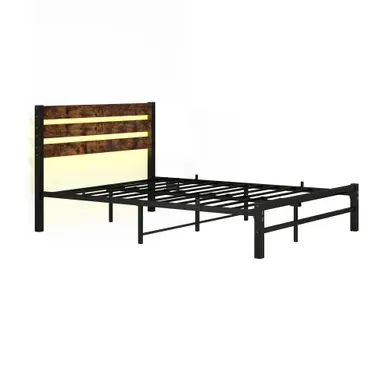 Lit 120 X 200 Brun Antique Avec Tête De Lit, Rangement Sous Le Lit