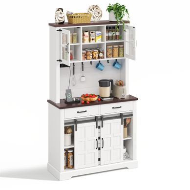 Buffet De Cuisine Blanc 180 X 108 X 40 Cm Avec LED Et Prises Buffet De Cuisine Blanc 180 X 108 X 40 Cm Avec LED Et Prises