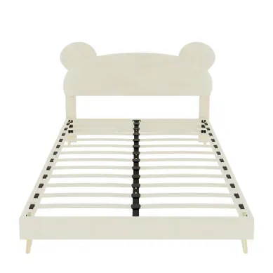 Lit Enfant 140x200 Cm Ensemble Complet Avec Tête De Lit Peluche Et Matelas Ressorts Ensachés, Beige Lit Enfant 140x200 Cm Ensemble Complet Avec Tête De Lit Peluche Et Matelas Ressorts Ensachés, Beige